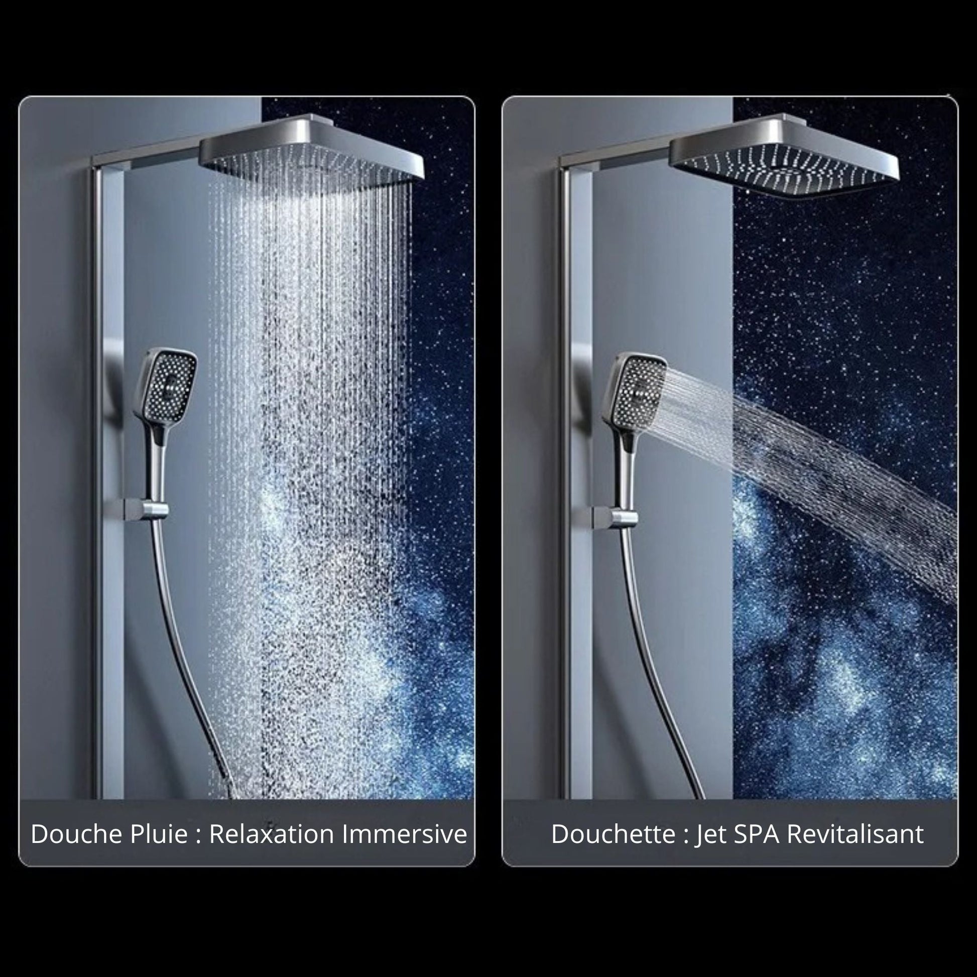 Ensemble mural avec finition brossée et bras de douche