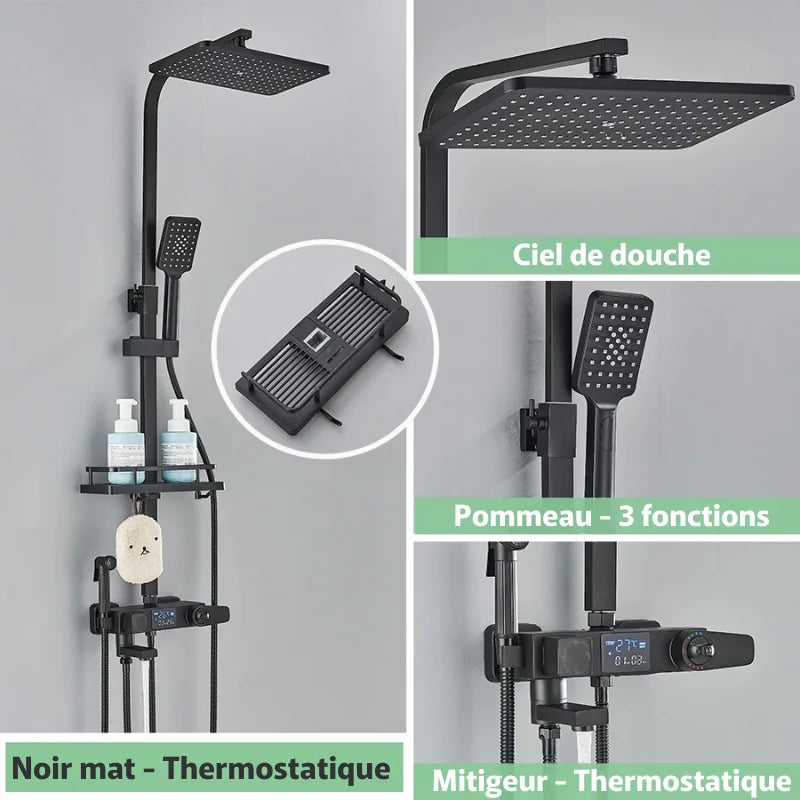 Détail du système de fixation sans perçage pour mur de douche