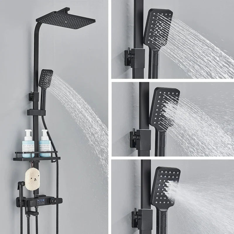 Colonne de douche avec réglage thermostatique et pommeau ajustable