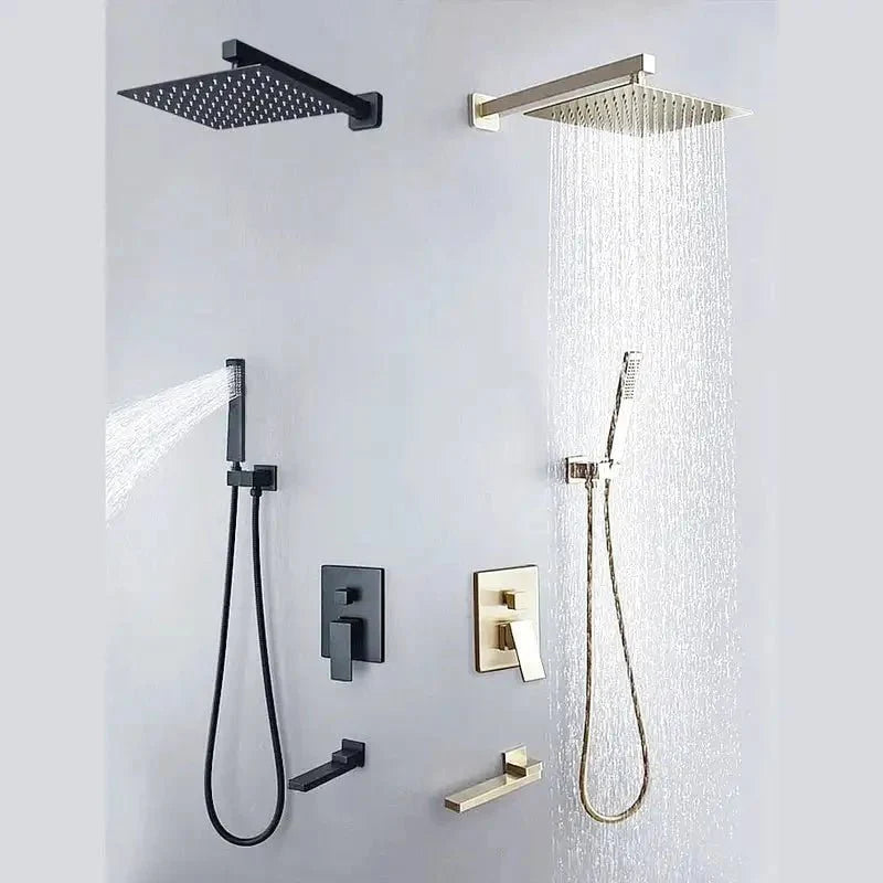 Système de douche encastrée avec finition or