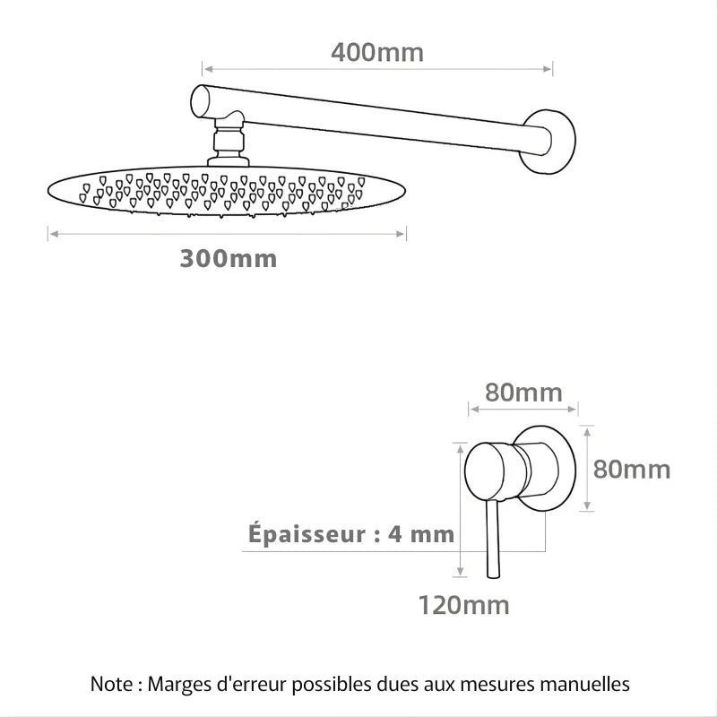 Vue de face de la douche encastrée noire dans une salle de bain moderne