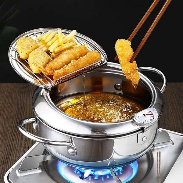 Friteuse en acier inoxydable avec thermomètre intégré