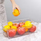 Boîte de rangement transparente avec poignées, vue de face