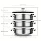 Ensemble de casseroles en acier inoxydable, vue latérale