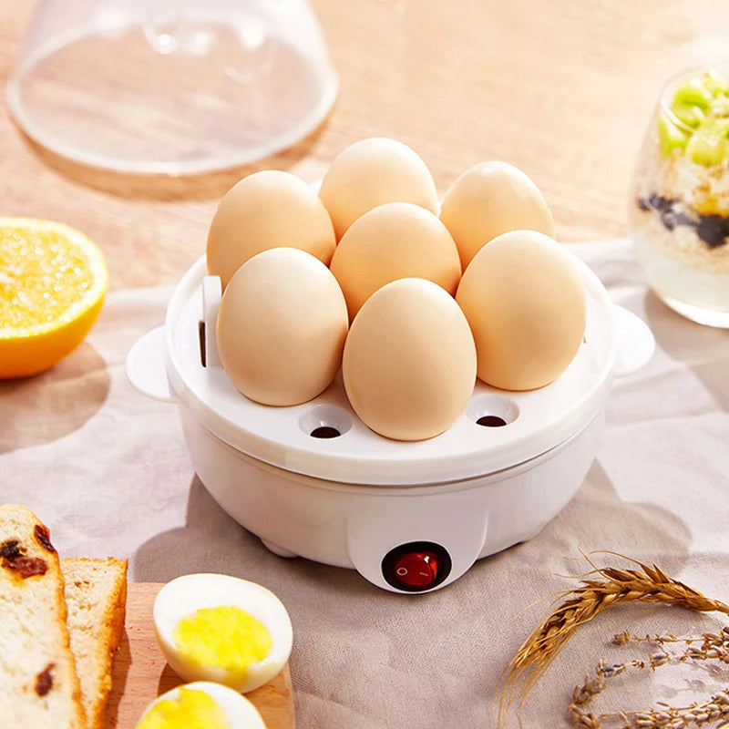 Cuit-oeufs blanc compact avec couvercle transparent