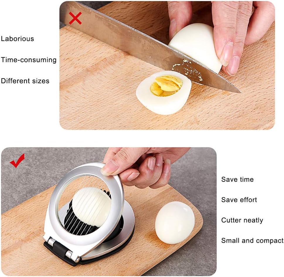 Coupe-oeufs en acier vu de face sur fond neutre