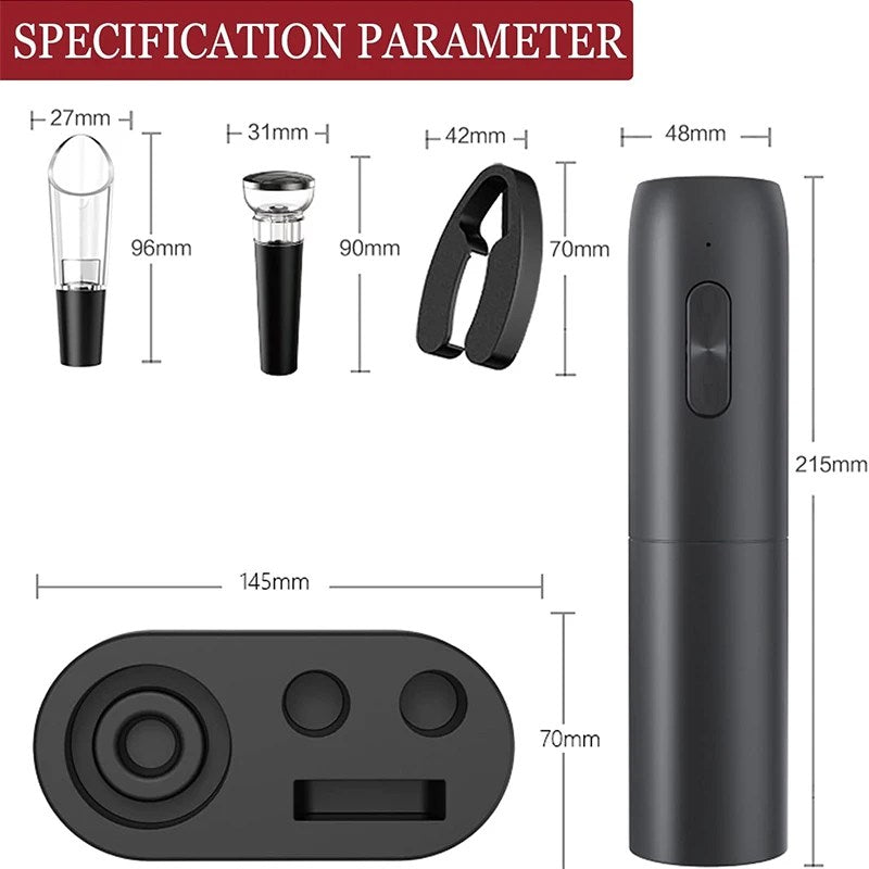 Tire-bouchon électrique rechargeable en gros plan