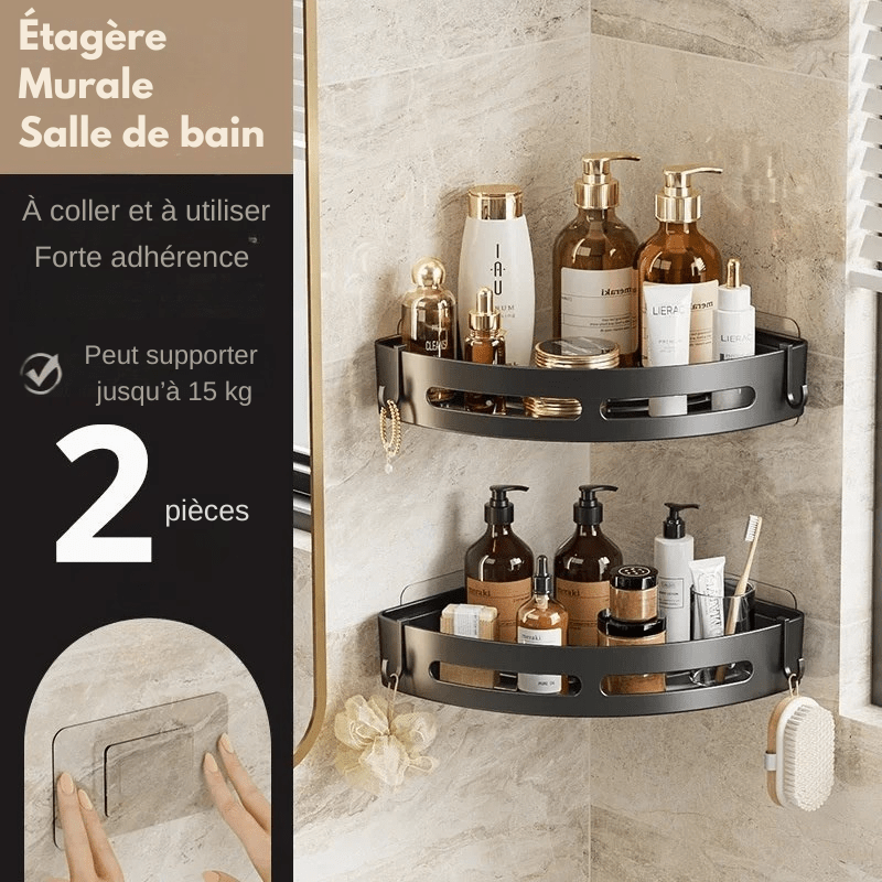 Détail des coins arrondis de l'étagère d'angle