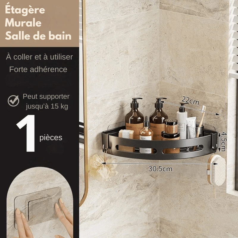Étagère avec produits de bain, vue latérale