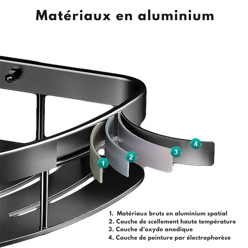 Étagère d'angle sans perçage avec produits de bain