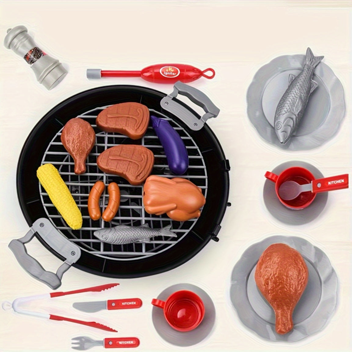 Ensemble complet de barbecue jouet prêt pour le jeu