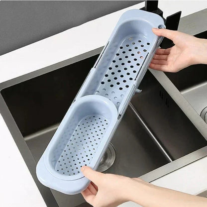 Panier de drainage bleu pliable pour cuisine, vue de côté