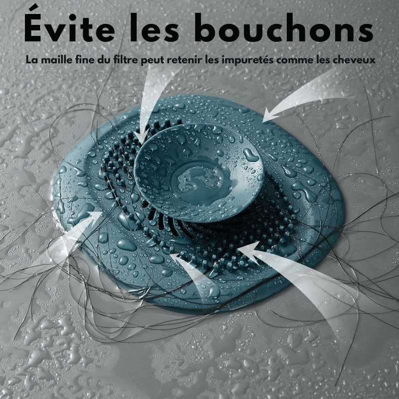 Gros plan sur le filtre à cheveux en silicone blanc
