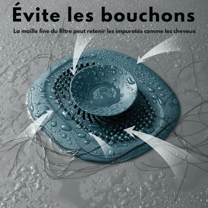 Gros plan sur le filtre à cheveux en silicone blanc