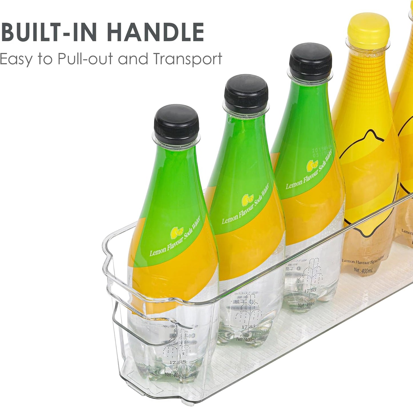 Porte-bouteilles en plastique transparent, vue de face