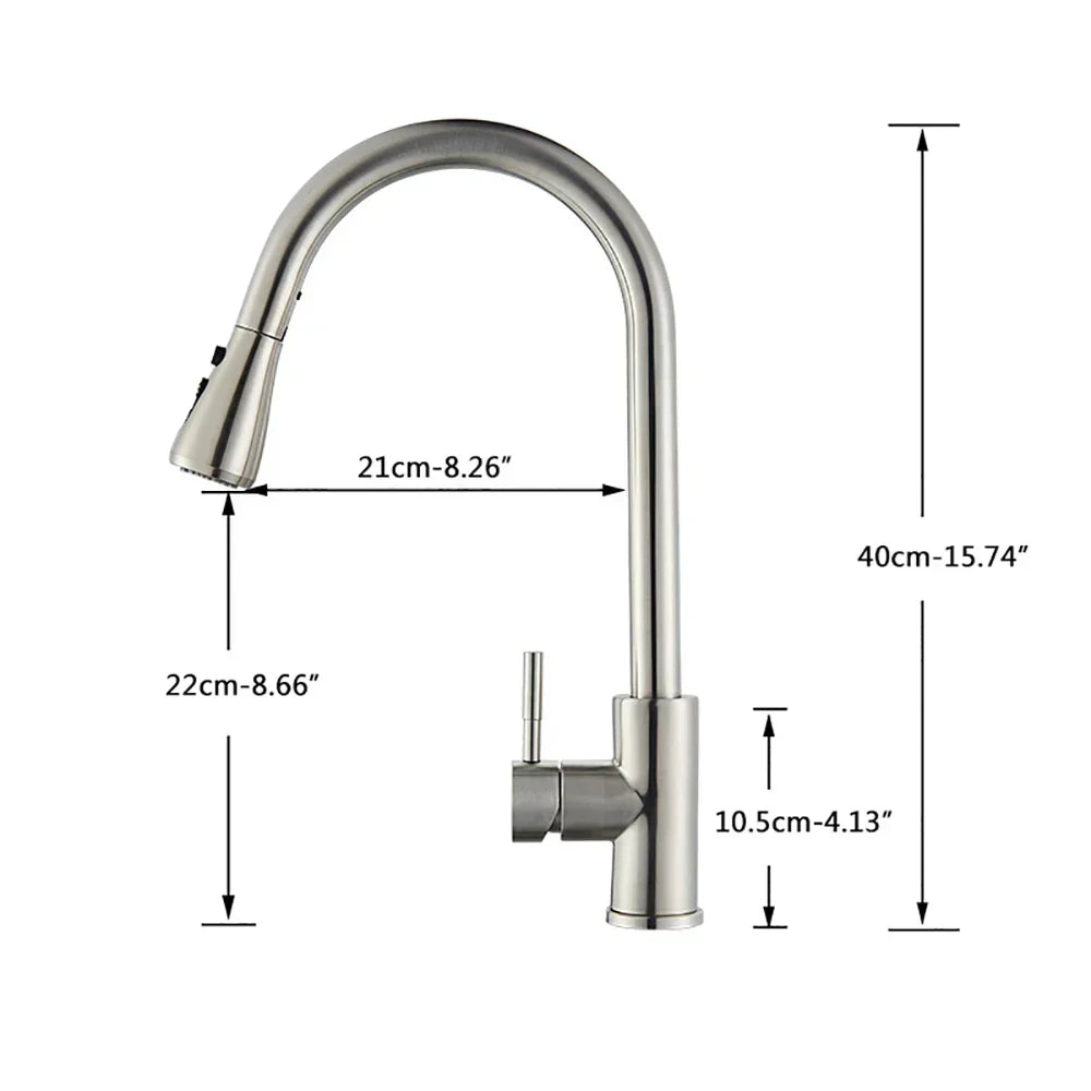 Robinet de cuisine élégant avec finition en nickel brossé