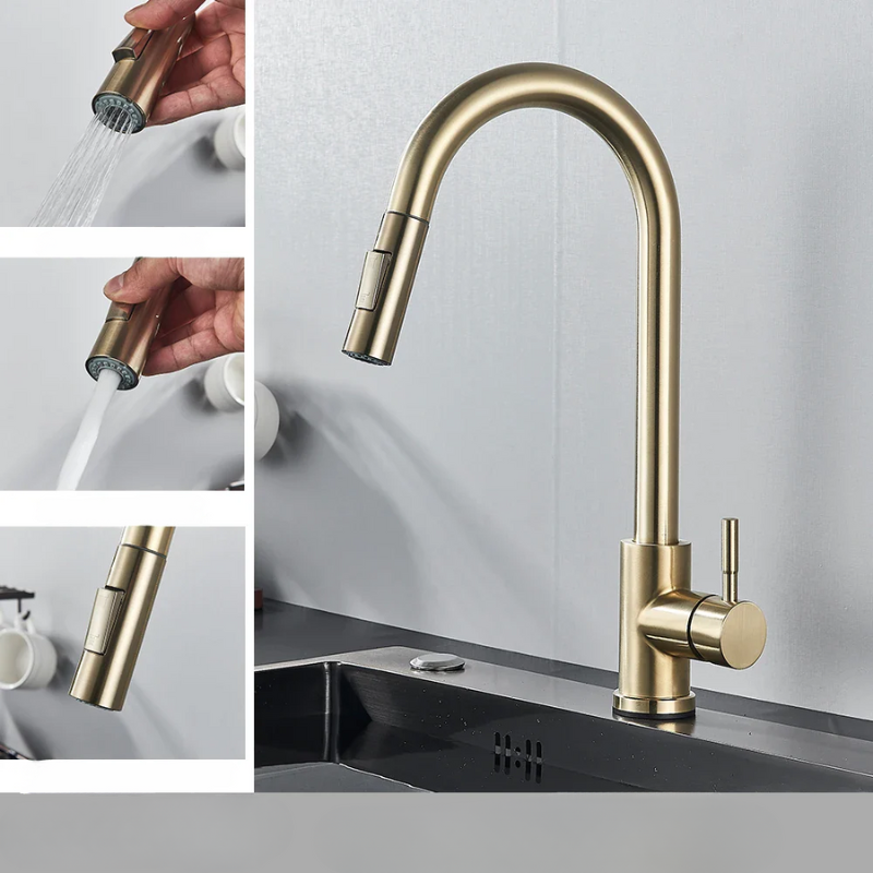 Robinet de cuisine avec bec flexible et design épuré