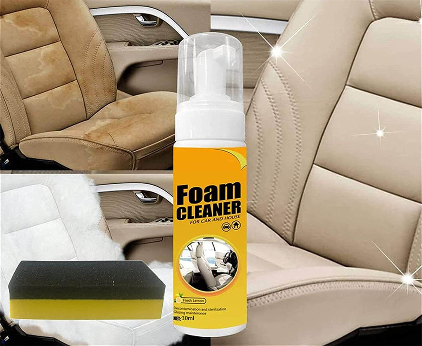 Bouteille de nettoyant mousse sur fond blanc