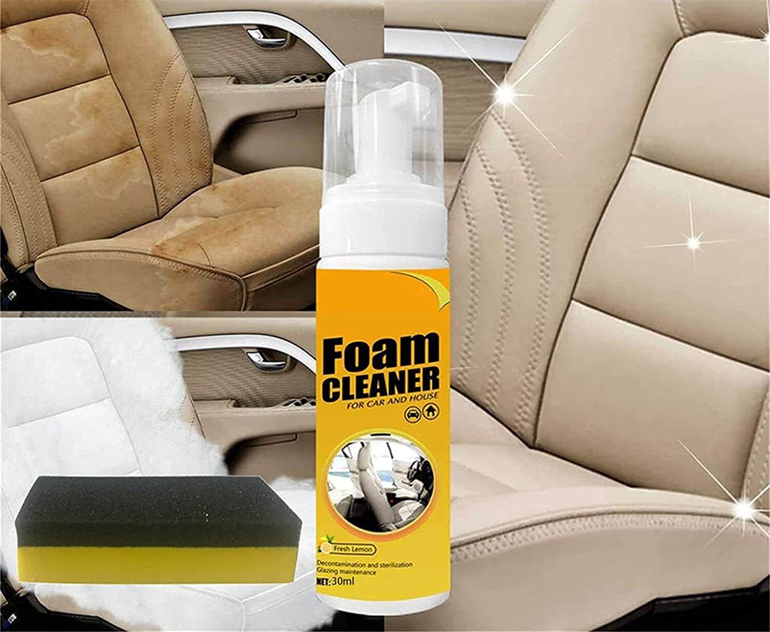 Bouteille de nettoyant mousse sur fond blanc