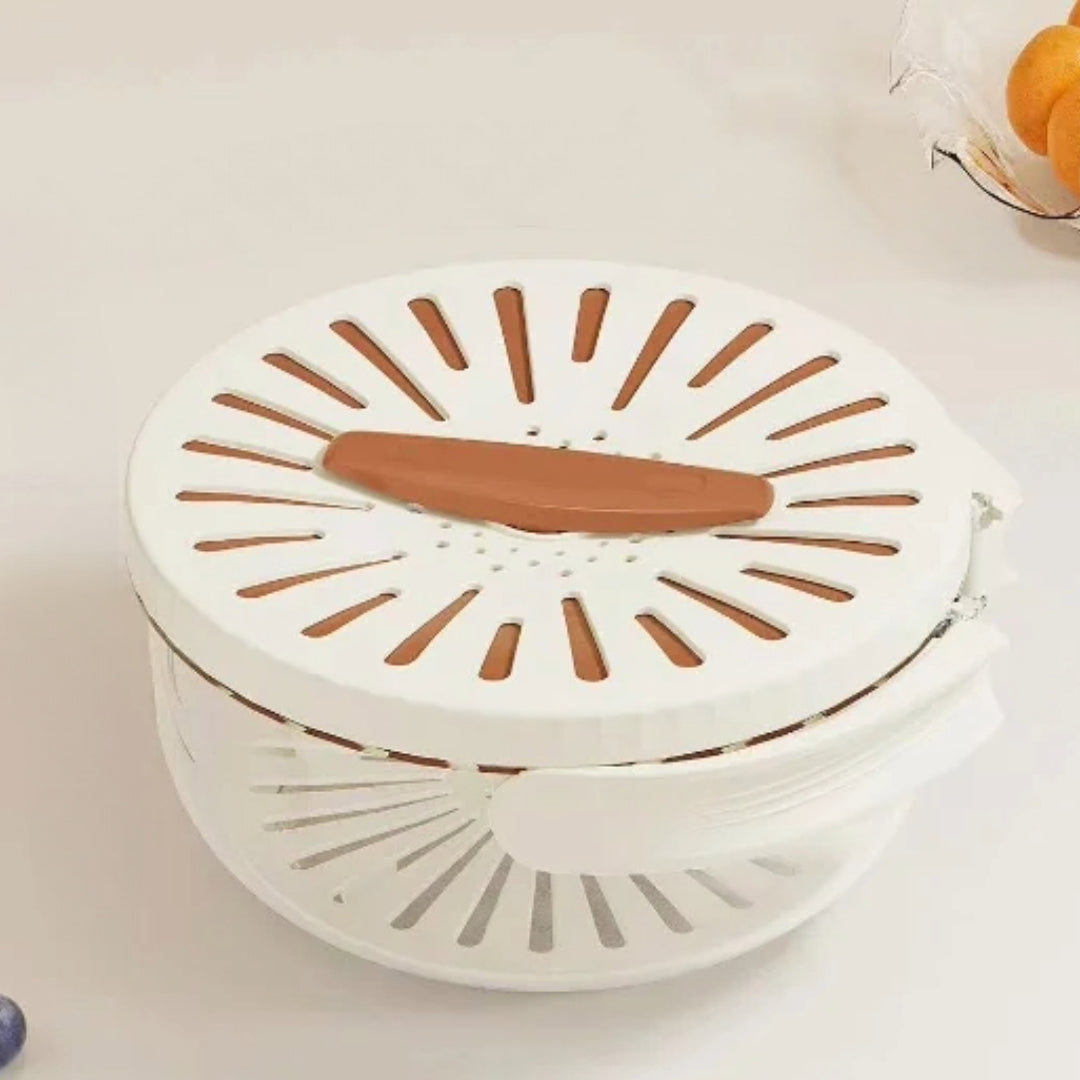 Couvercle rond de hachoir à légumes, vue aérienne