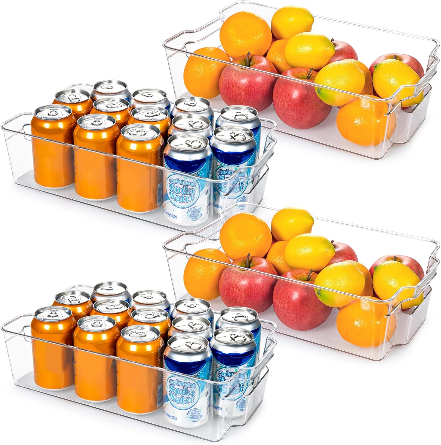 Boîtes de rangement pour boissons et fruits, vue de face