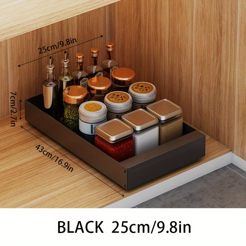 Étagère noire extensible, vue frontale, design élégant