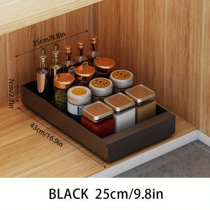 Étagère noire extensible, vue frontale, design élégant