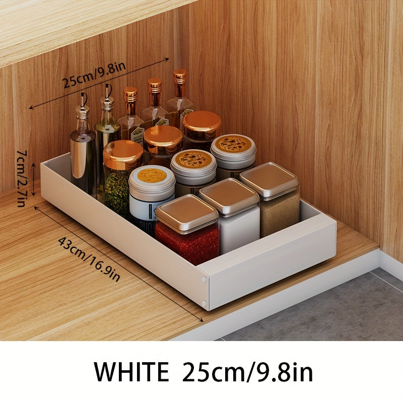 Organisateur de cuisine blanc, vue de face, avec étagères