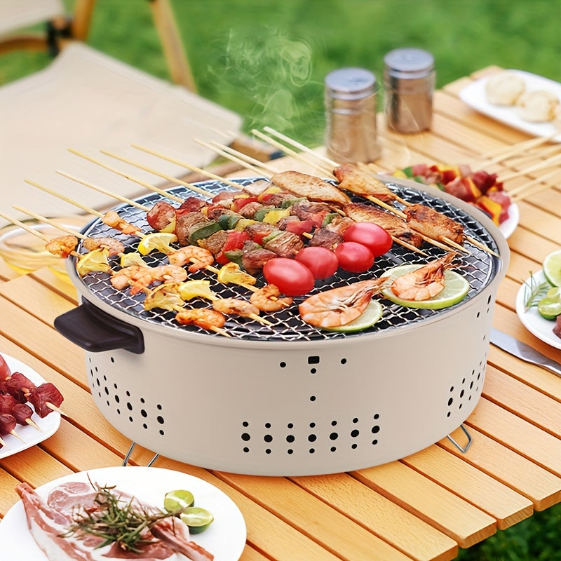 Grill compact sur table, vue de face, sans fumée
