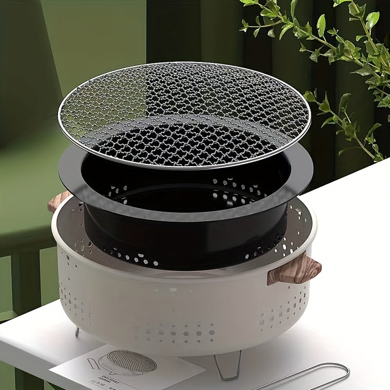 Grill rond noir et blanc, vue latérale, design moderne