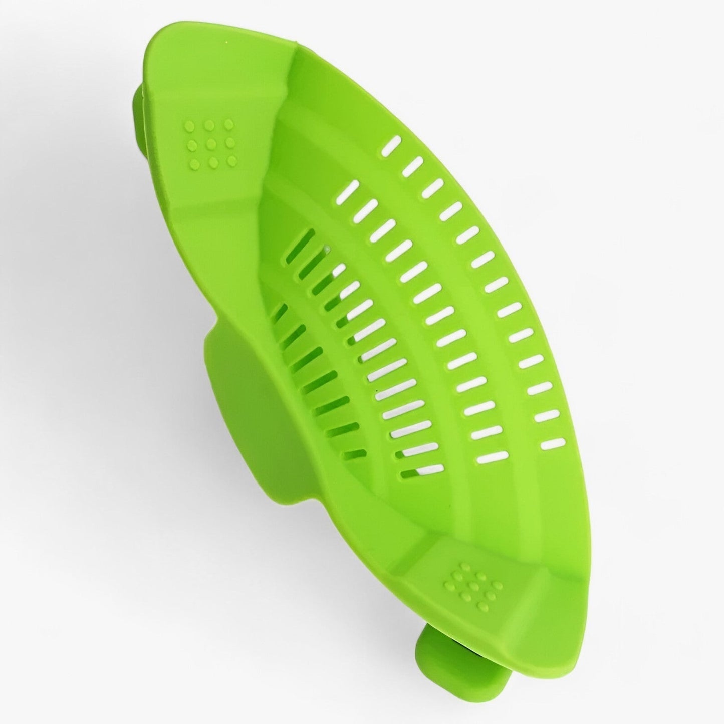 Passoire verte en silicone, détail du bord