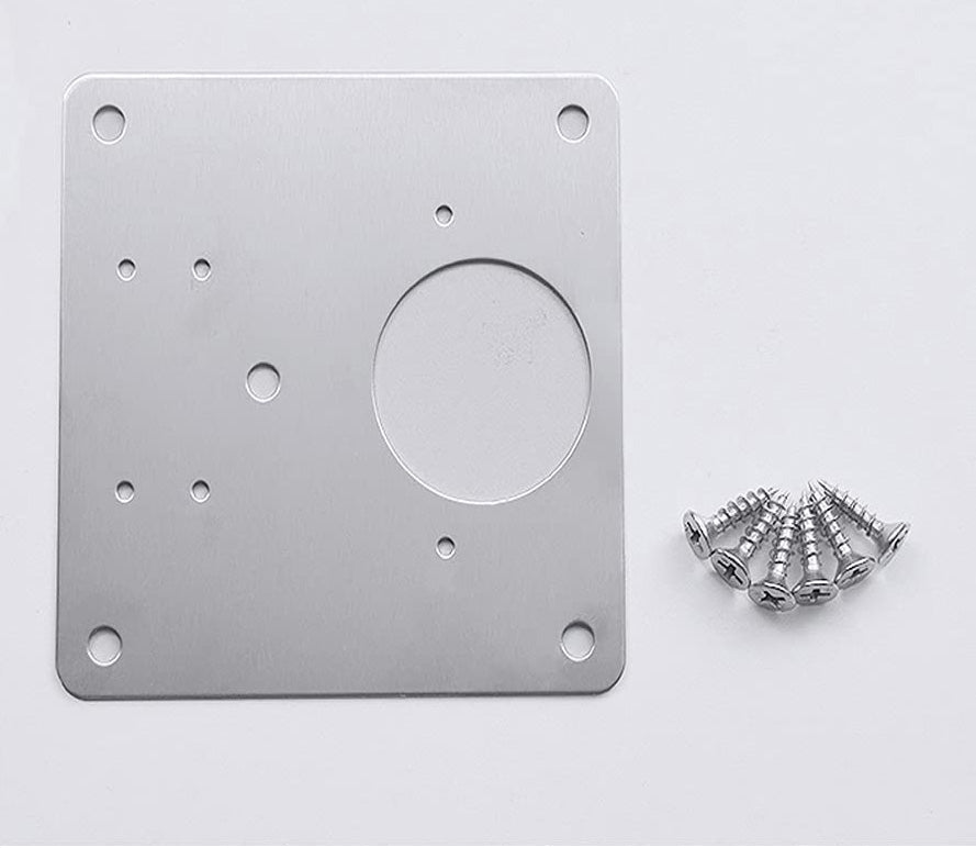 Vue rapprochée d'une plaque de réparation pour charnière