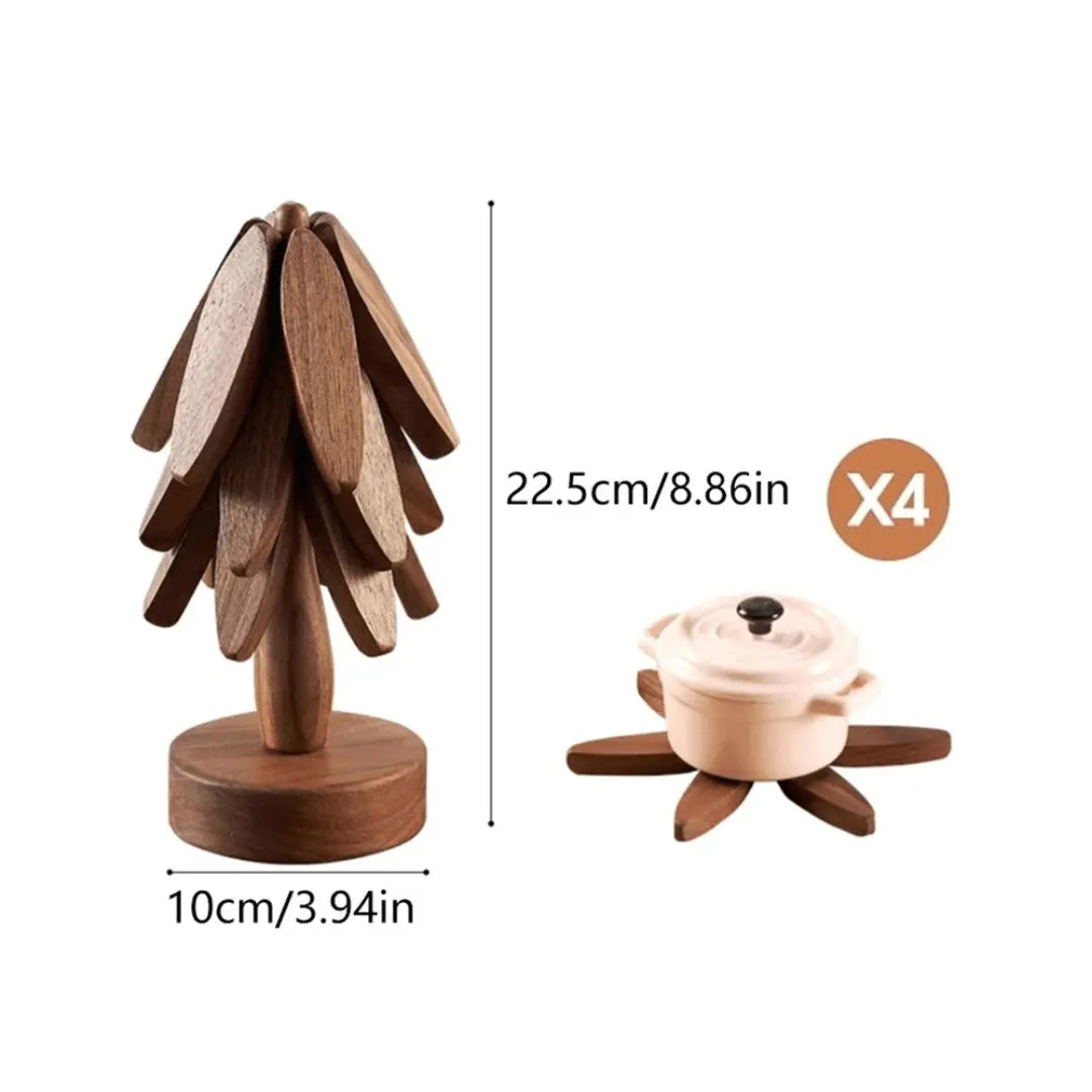 Sous-verres en bois avec design d'arbre, vue latérale