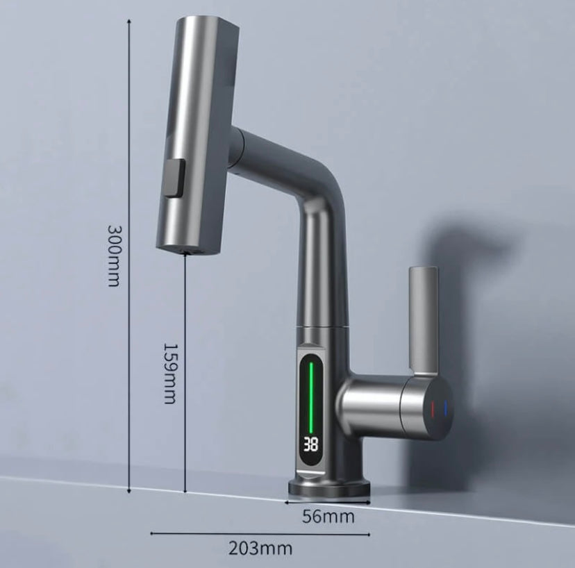 Vue d'ensemble du robinet installé sur un évier de cuisine