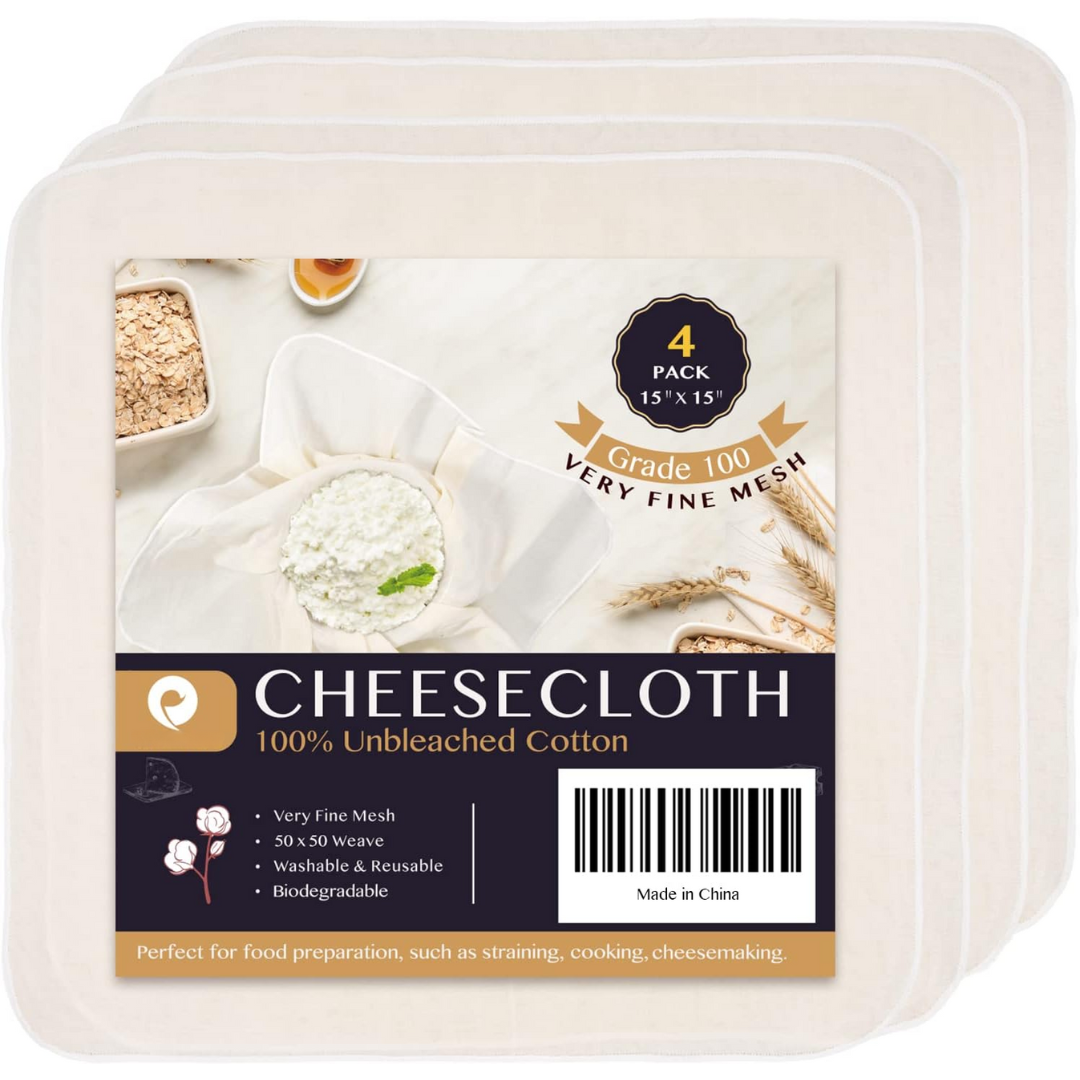Paquet de 4 tissus à fromage non blanchis, vue avant