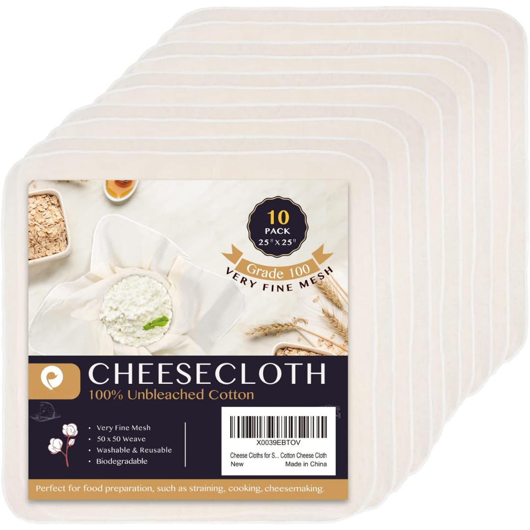Paquet de 10 tissus à fromage en coton non blanchi