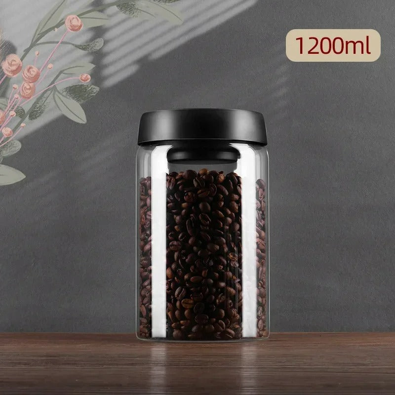 Conteneur de 1200 ml en verre avec café à l'intérieur