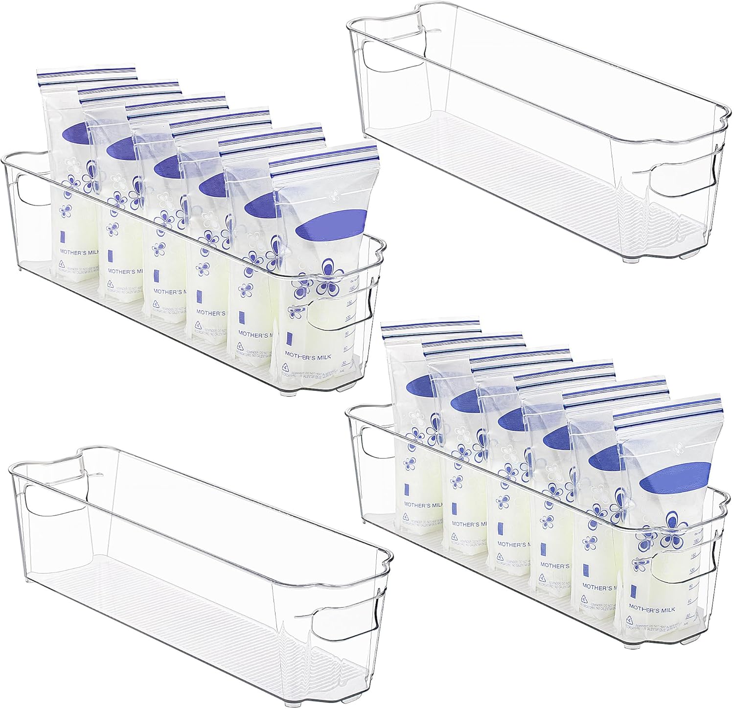 Ensemble de boîtes de rangement transparentes, vue de face