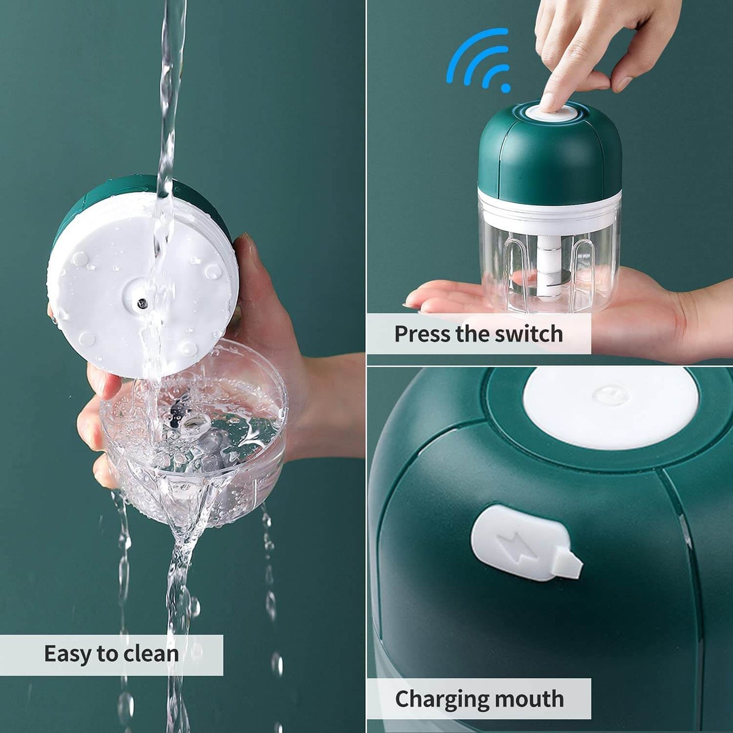 Presse-ail électrique vert, design moderne et compact