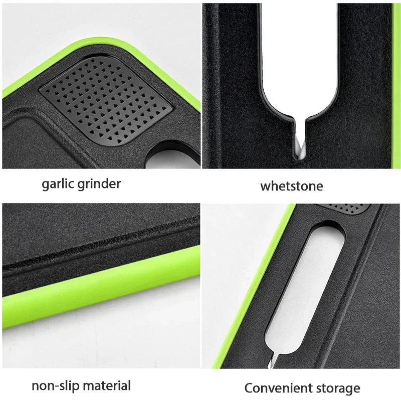Planche avec dents pour écraser ail et aiguiseur intégré