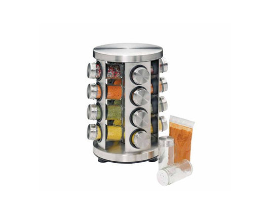 Vue rapprochée du carrousel d'épices en acier inoxydable