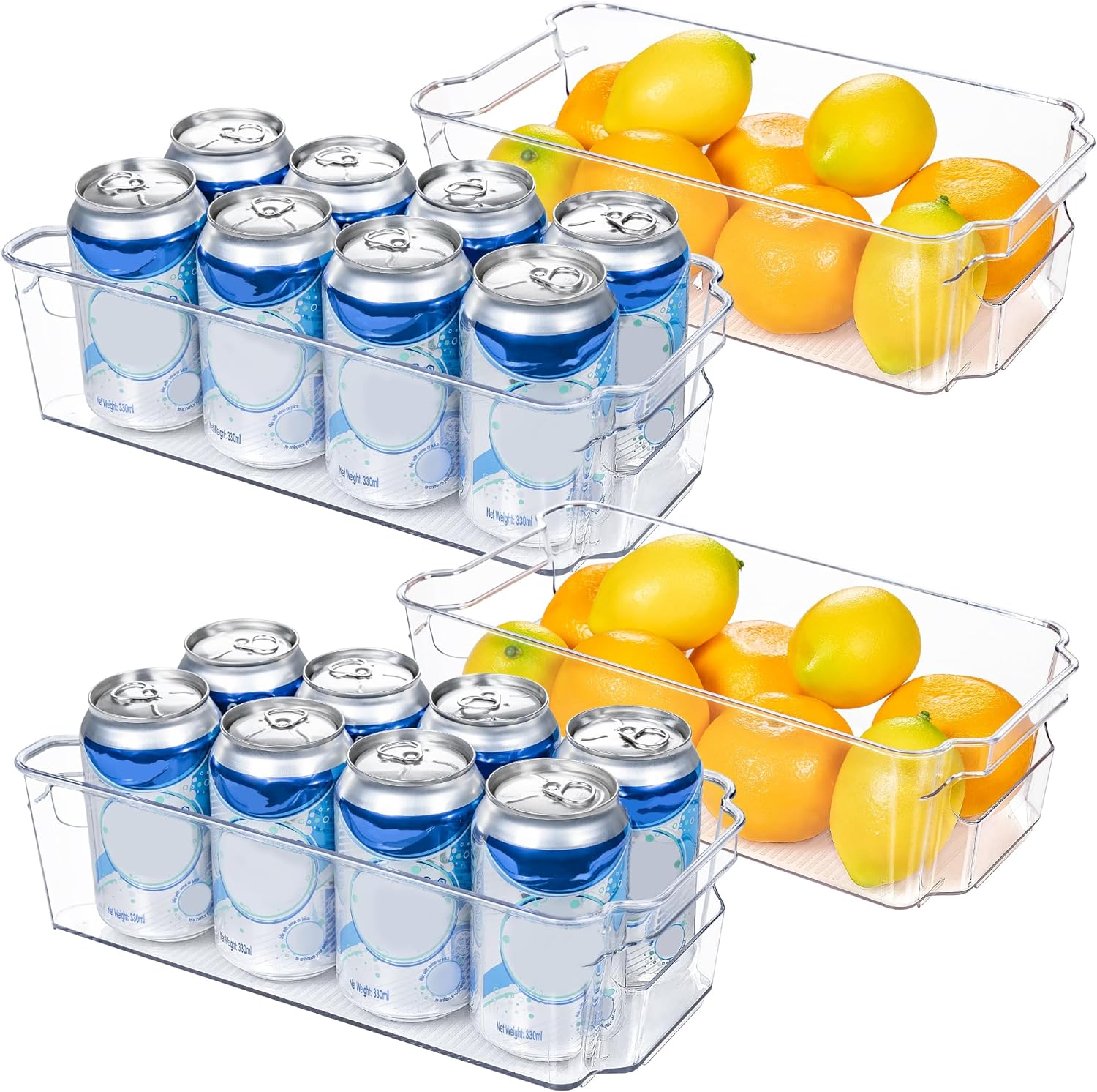 Boîtes de rangement transparentes pour réfrigérateur, vue latérale