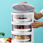 Tour de boîtes de rangement alimentaire empilées vue de côté