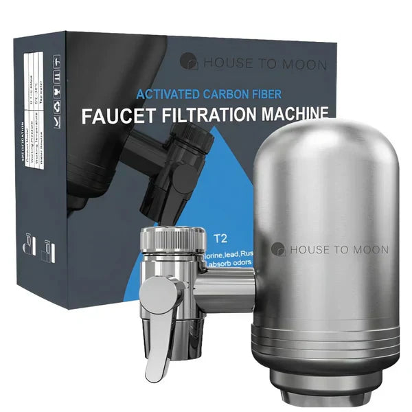 Vue latérale du filtre à eau avec robinet compatible