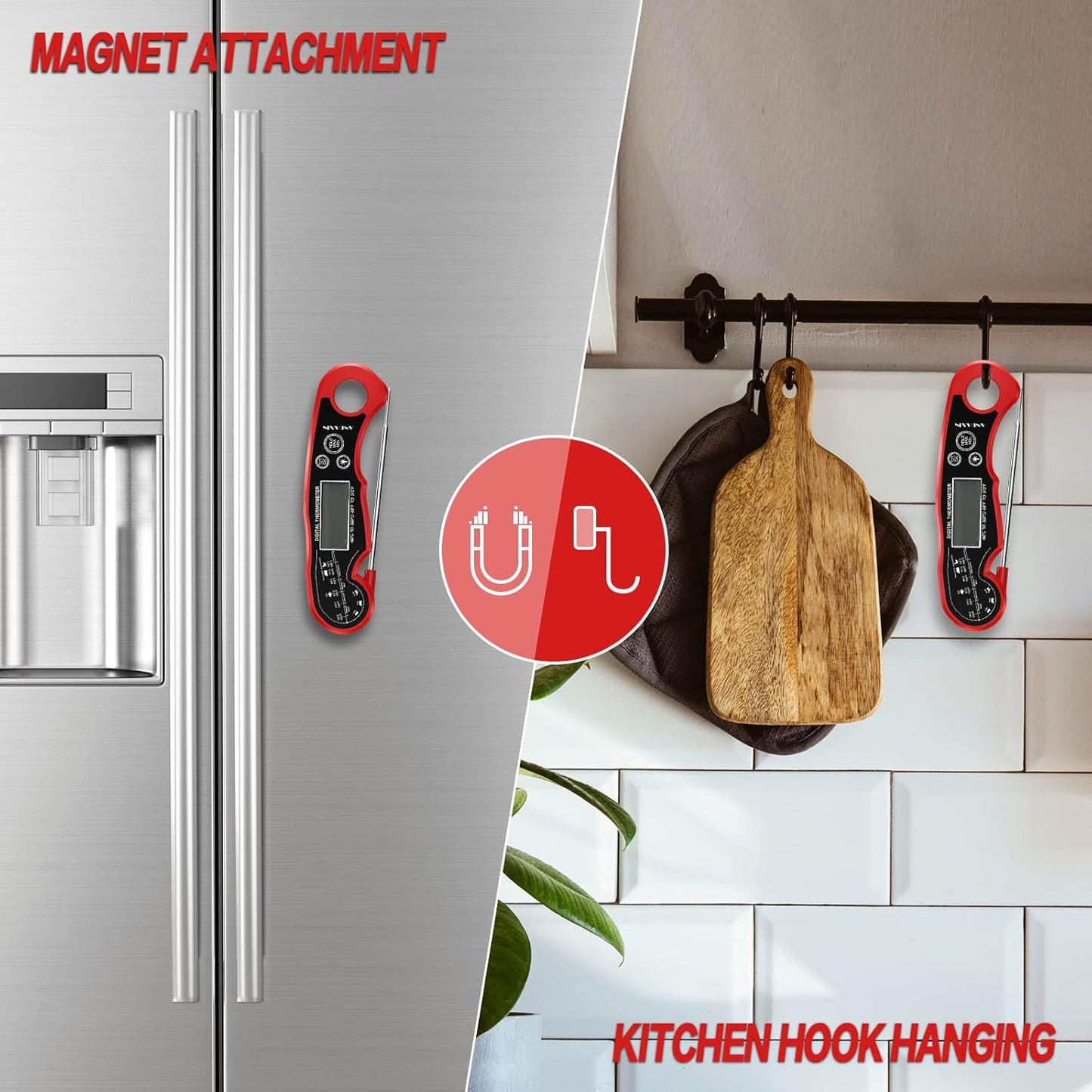 Thermomètre numérique avec écran LCD rétroéclairé en gros plan