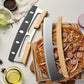 Gros plan sur la poignée en bois ergonomique du coupe-pizza