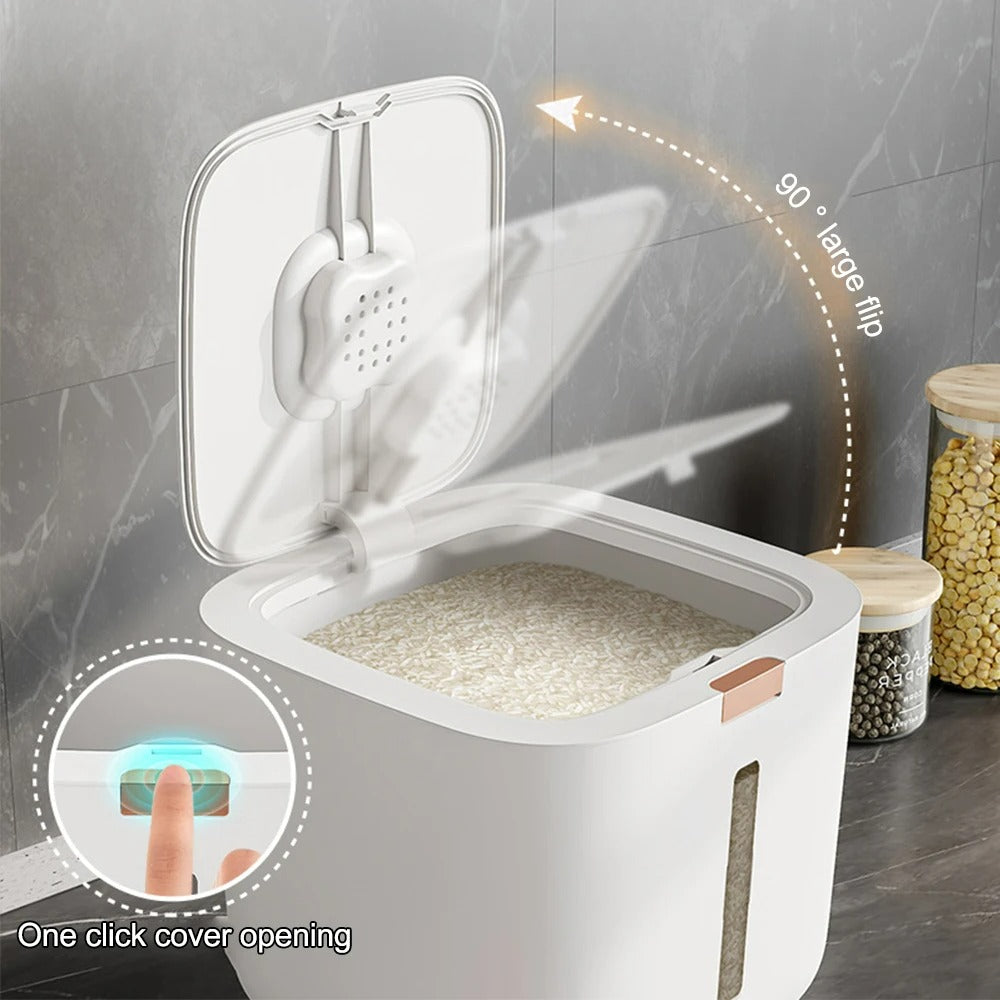 Distributeur de grains avec fenêtre transparente et bouton doseur
