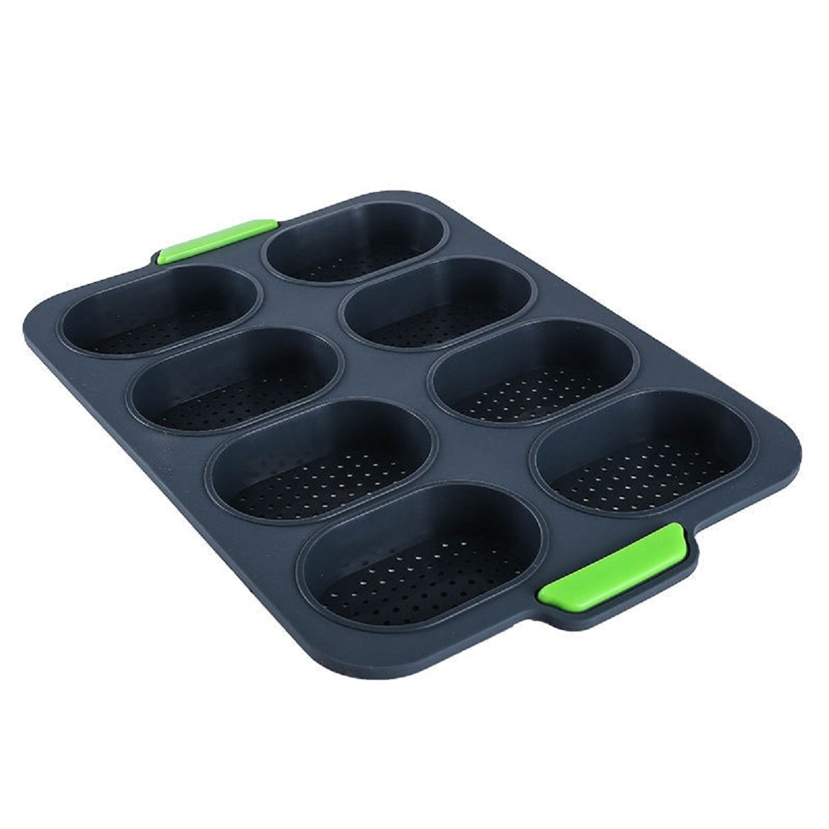 Moule à pain en silicone perforé sur une table en bois