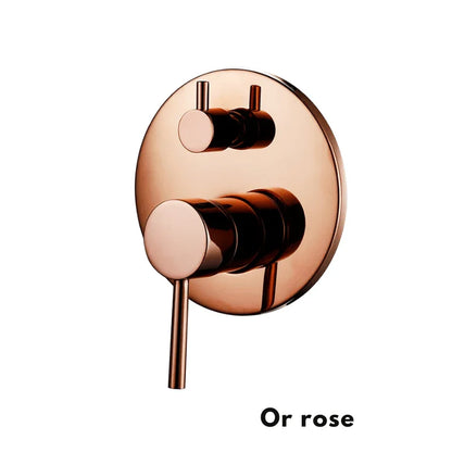 Vue de côté du mitigeur or rose, finition soignée