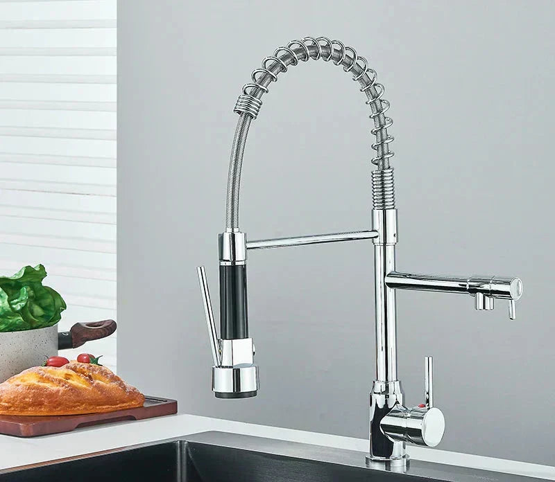 Robinet de cuisine chromé avec bec pivotant à 360°